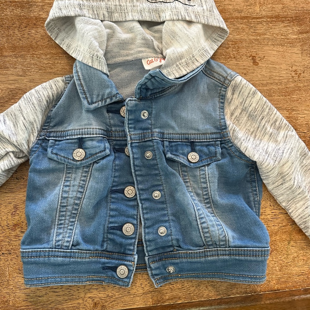 Cat & Jack Blue Denim Jacket with Gray Sleeves